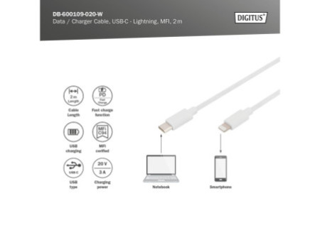 DIGITUS Câble de données & charge, Apple Lightning - USB-C