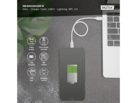 DIGITUS Câble de données & charge, Apple Lightning - USB-C