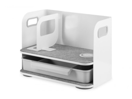 DIGITUS Organisateur de bureau avec chargeur Qi blanc/gris