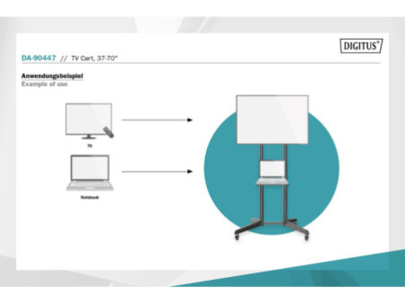 DIGITUS Chariot de présentation TV, avec tablette, noir