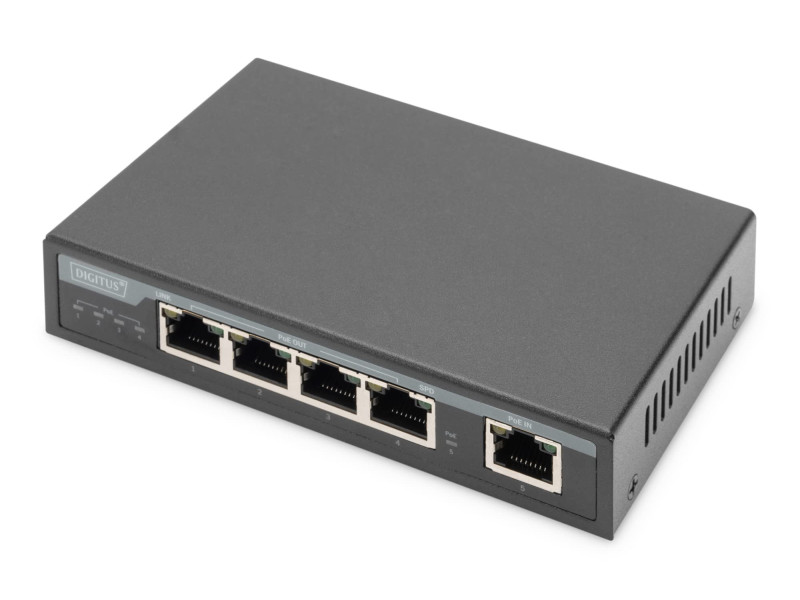 DIGITUS Extenseur Gigabit 4PPoE intérieur, 4 ports, 802.3at