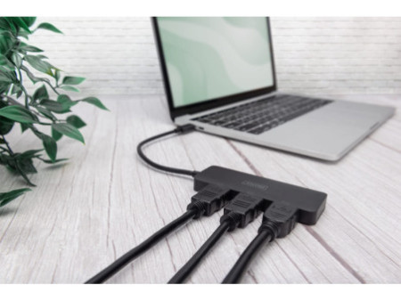 DIGITUS Hub vidéo MST, 3 ports, USB-C - 3x HDMI, noir