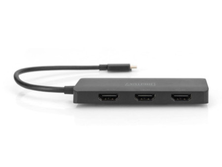 DIGITUS Hub vidéo MST, 3 ports, USB-C - 3x HDMI, noir