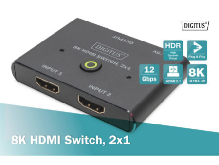 DIGITUS Commutateur HDMI 8K, 2x1, noir