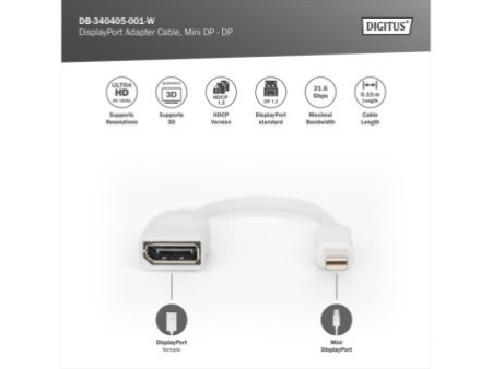 DIGITUS Câble adaptateur DisplayPort 1.2, mini DP - DP