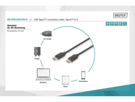 ASSMANN Câble de raccordement USB 3.0, USB-C - USB-C, 3,0 m