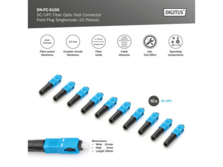 DIGITUS Connecteur de terrain rapide pour fibre optique