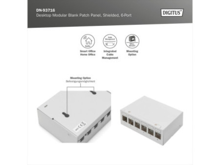 DIGITUS Panneau de brassage modulaire Desktop, 6 ports
