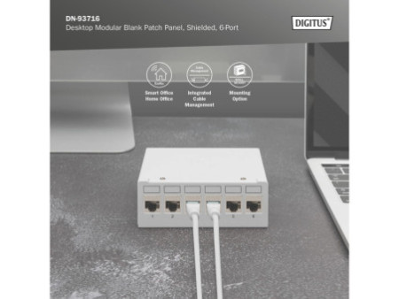 DIGITUS Panneau de brassage modulaire Desktop, 6 ports
