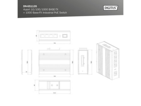 DIGITUS Commutateur industriel Gigabit Ethernet PoE Switch