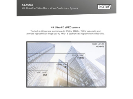 DIGITUS Barre vidéo 4K All-In-One Mini