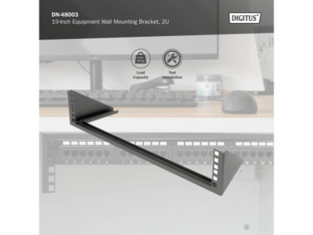 DIGITUS Cadre de montage mural 19', vertical, 2 U, noir