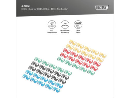DIGITUS Clip de couleur pour câble patch, assorti