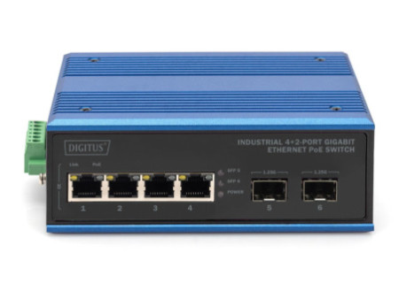 DIGITUS Switch industriel PoE Gigabit Ethernet, 4+2 ports