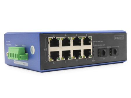 DIGITUS Switch industriel Gigabit Ethernet, 8+2 ports