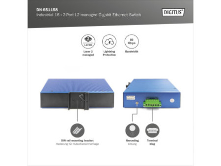 DIGITUS Switch industriel Gigabit Ethernet, manageable L2