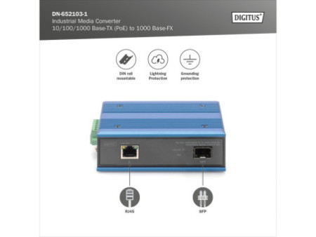 DIGITUS Convertisseur média industriel Gigabit Ethernet