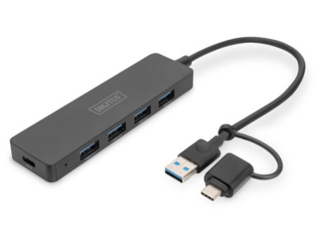 DIGITUS Hub USB 3.0, 4 ports, Slim Line, noir