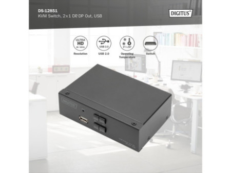 DIGITUS Switch KVM, 2x1, noir