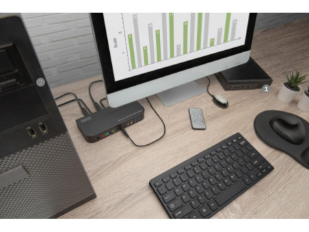 DIGITUS Switch KVM avec hub USB intégré, noir