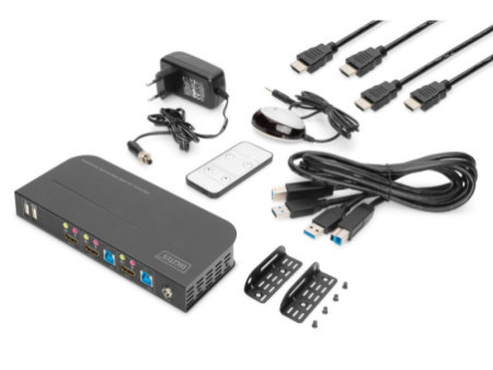 DIGITUS Switch KVM avec hub USB intégré, noir