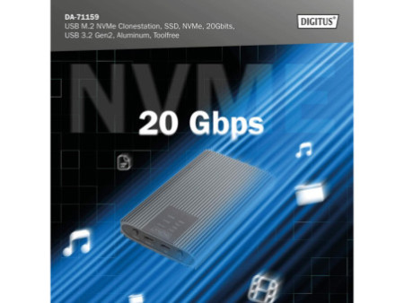 DIGITUS Station de clonage NVMe, USB M.2, SSD, 20 Gbits