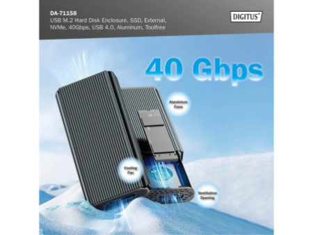 DIGITUS Boîtier USB pour disques SSD, externe, NVMe, 40 Gbps