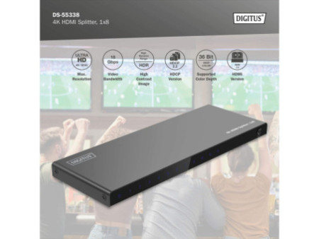 DIGITUS Répartiteur HDMI 4K, 1x8, 4K/60Hz HDCP 2.2, noir