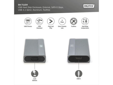 DIGITUS Boîtier USB pour disques SSD, externe, SATA