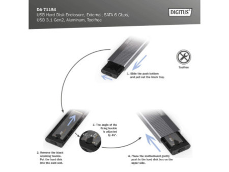 DIGITUS Boîtier USB pour disques SSD, externe, SATA