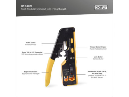 DIGITUS Outil de sertissage multimodulaire, pass through