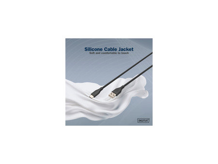 DIGITUS Câble USB 2.0 silicone, USB-C - USB-A, 2,0 m, blanc