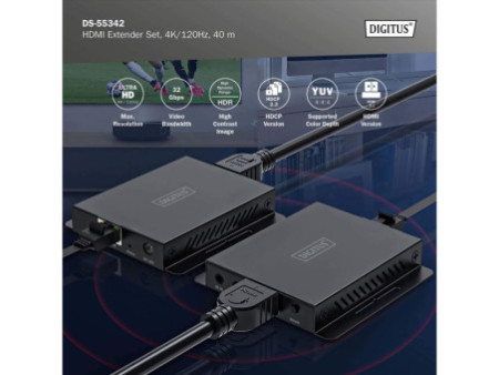 DIGITUS Kit répéteur HDMI 4K, 120 Hz, portée: 40 m