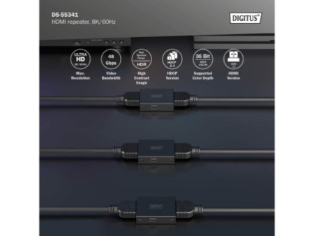 DIGITUS Répéteur HDMI, 8K/60Hz, noir