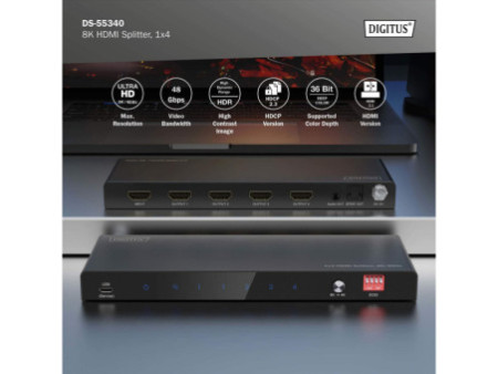DIGITUS Répartiteur HDMI 8K, 1x2, 8K/60Hz, noir