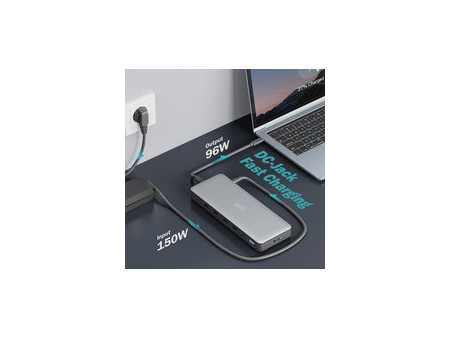 DIGITUS Station d'accueil USB-C, 13 ports, gris/noir