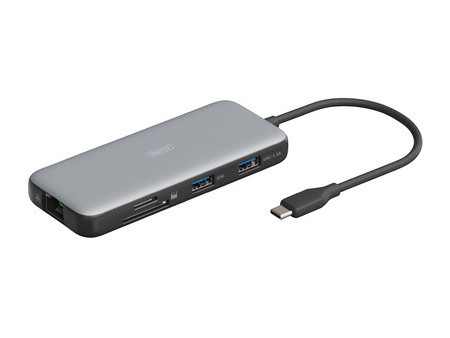 DIGITUS Station d'accueil USB-C, 7 ports, gris/noir