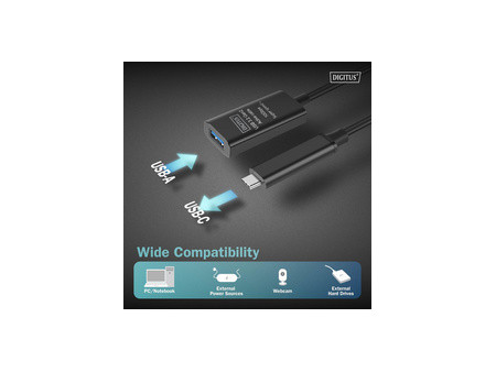 DIGITUS Câble de rallonge actif USB 3.2 Gen2, 5 m