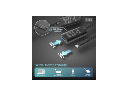 DIGITUS Câble de rallonge actif USB 3.2 Gen1, 10 m