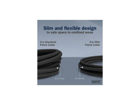 DIGITUS Câble de brassage Slim, cat. 6A, F/FTP, 0,5 m, gris