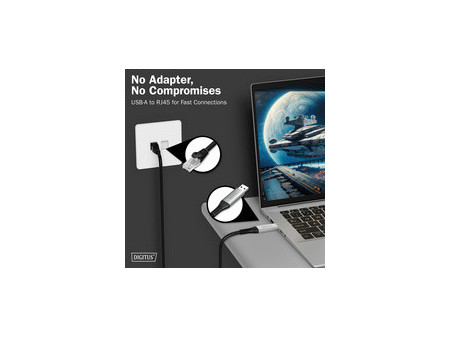 DIGITUS Câble Ethernet USB 3.2, USB-A - RJ45 mâle, 3 m