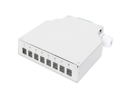 DIGITUS Boîte d'épissure pour rails DIN, pour 8 LC/DX, gris