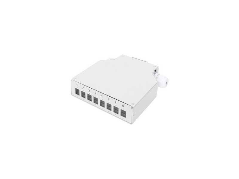 DIGITUS Boîte d'épissure pour rails DIN, pour 8 LC/DX, gris
