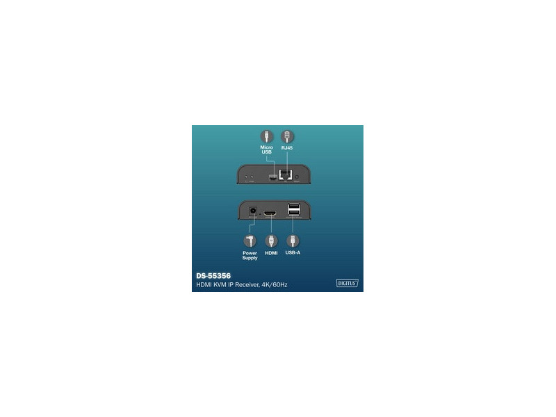 DIGITUS Récepteur IP HDMI 4K, 4K/60Hz, 120/200 m