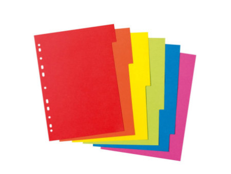 herlitz Intercalaires en carton, uni, A4, coloré, 6 touches