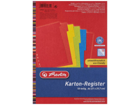 herlitz Intercalaires en carton, uni, A4, coloré, 10 touches