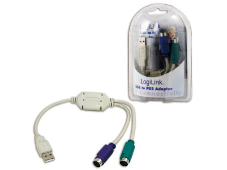 LogiLink Câble adaptateur USB-2 x PS/2, longueur: 0,20 m