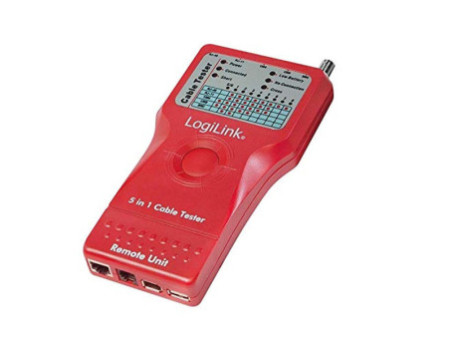 LogiLink Testeur de câble 5 en 1, avec une unité émettrice