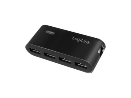 LogiLink Hub USB 2.0 avec bloc d'alimentation, 4 ports, noir