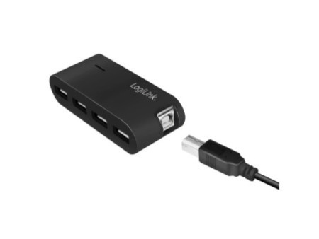 LogiLink Hub USB 2.0 avec bloc d'alimentation, 4 ports, noir